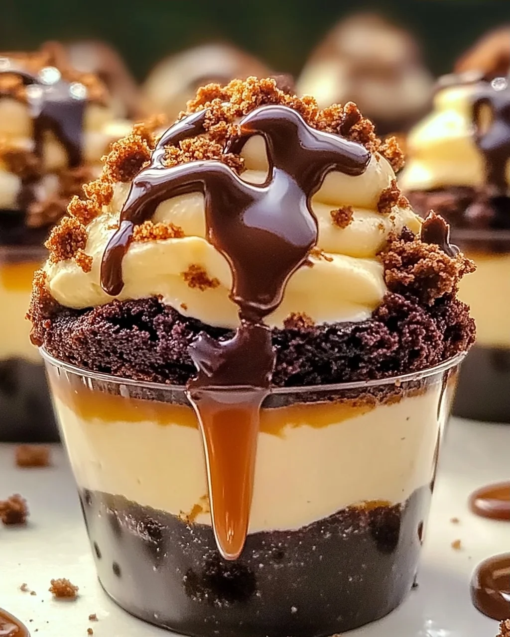 Beladene Brownie-Käsekuchen-Tassen für Schokoladenliebhaber
