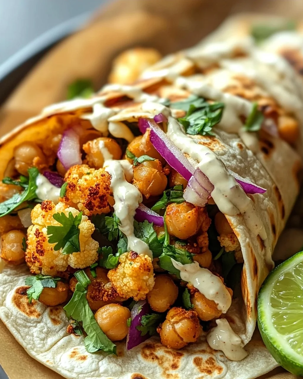 Chili Limetten Kichererbsen Blumenkohl Wrap – Gesund & Lecker!