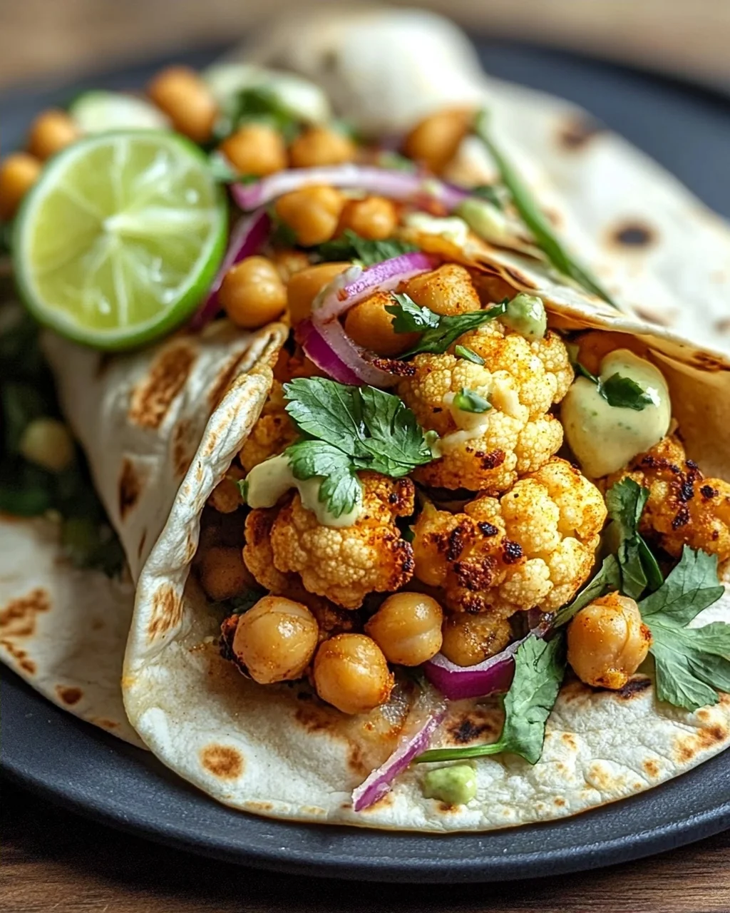 Chili Limetten Kichererbsen Blumenkohl Wrap – Gesund & Lecker!