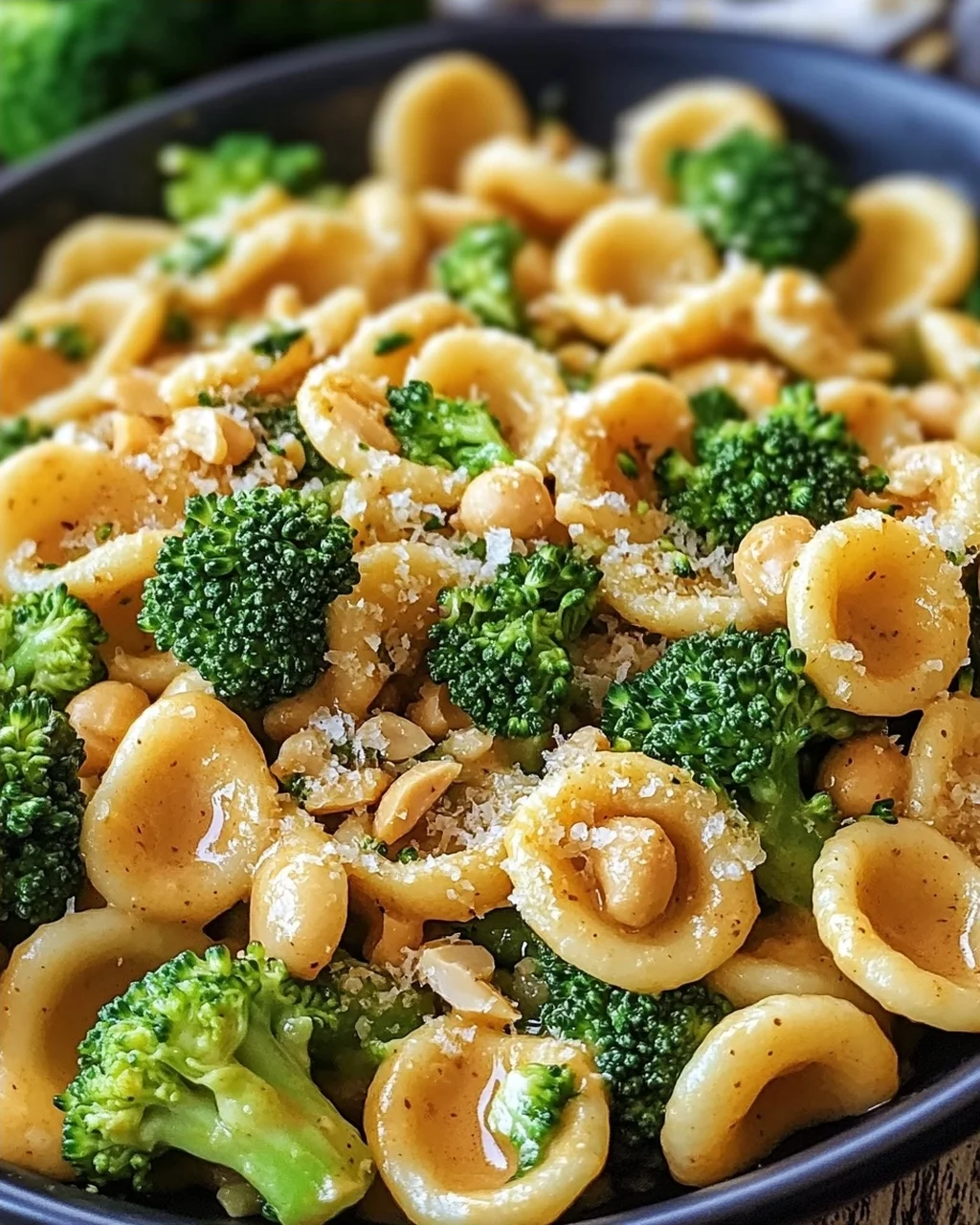 Cremige Erdnuss Brokkoli Orecchiette Pasta