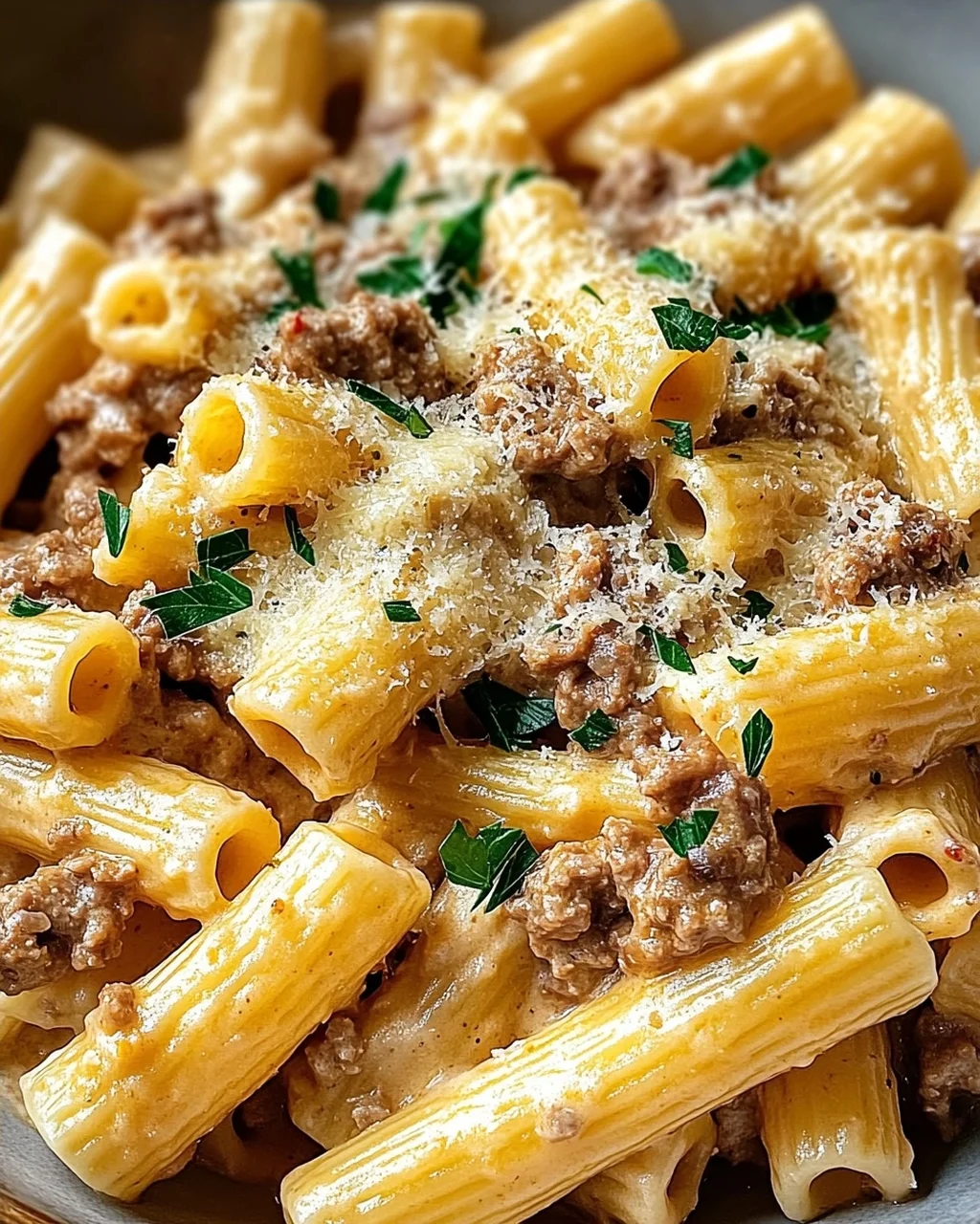 Cremige Parmesan-Rinder-Rigatoni: Herzhaft, schnell & unwiderstehlich!