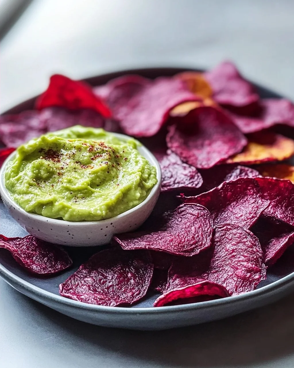 Crispy Rote Bete Chips mit Avocadocreme Dip – Gesund & Lecker!