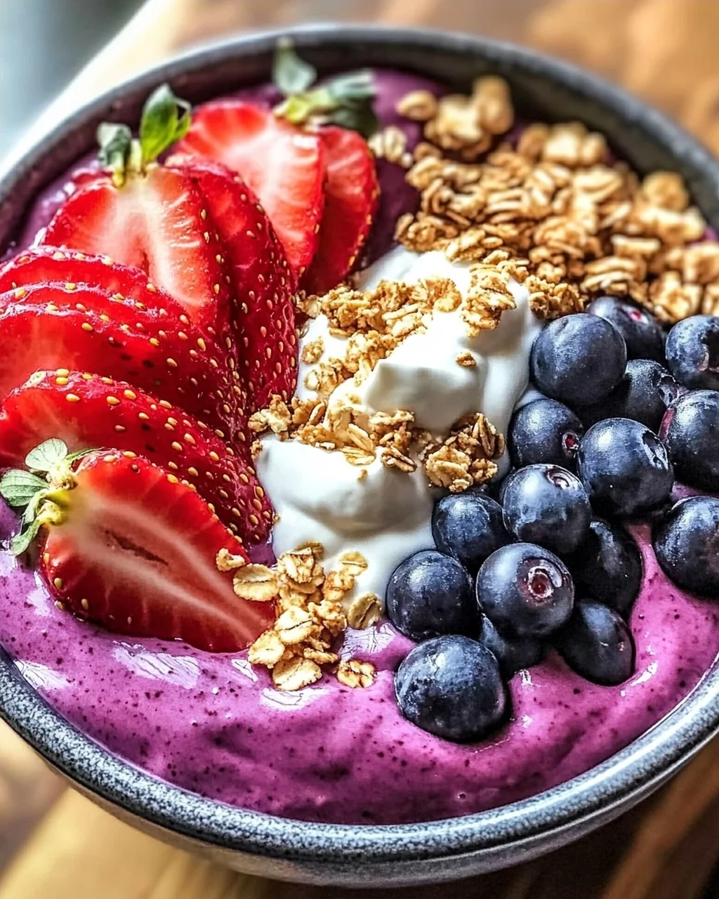 Erdbeere Acai Smoothie Schüssel für einen frischen Start