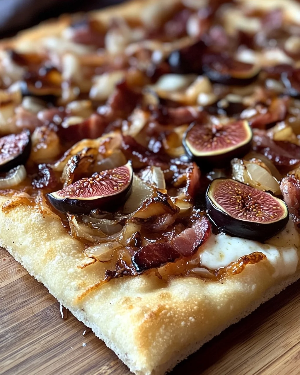 Feigen-Bacon-Pizza mit karamellisierten Zwiebeln und Balsamico