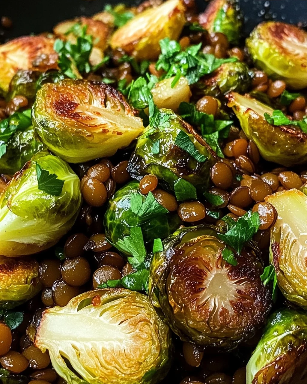 Gebratener Rosenkohl mit Berglinsen