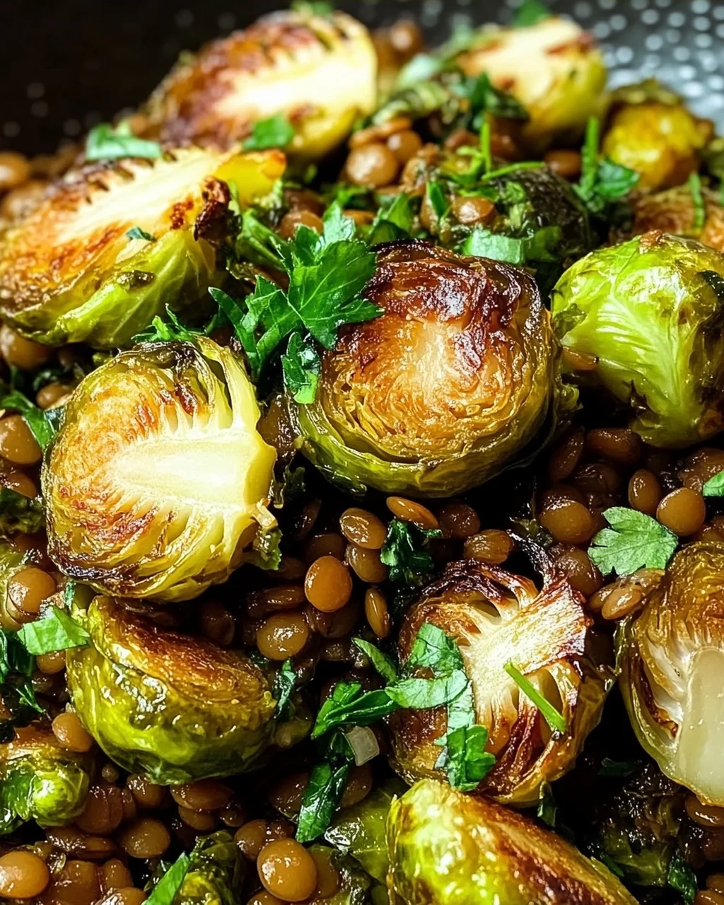 Gebratener Rosenkohl mit Berglinsen