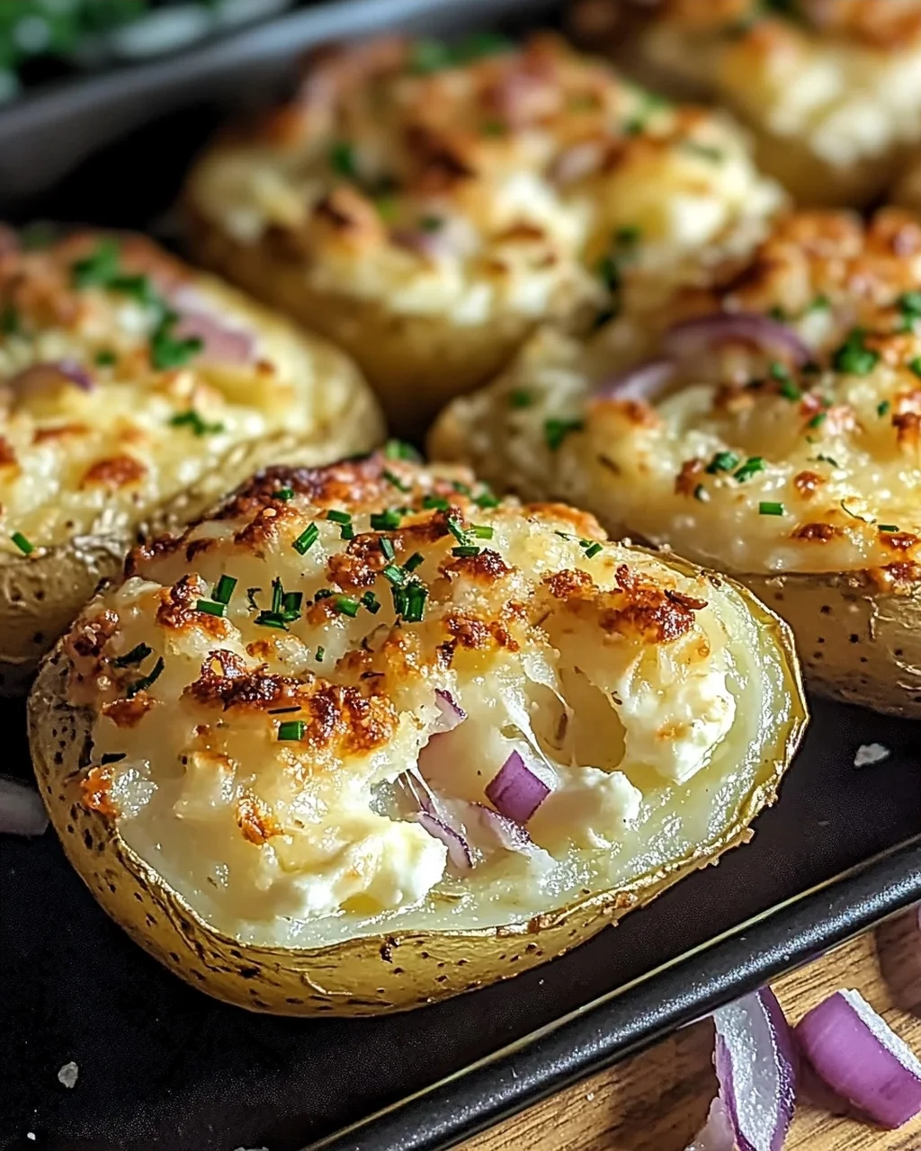 Gefüllte Kartoffeln nach Flammkuchen-Art Rezept