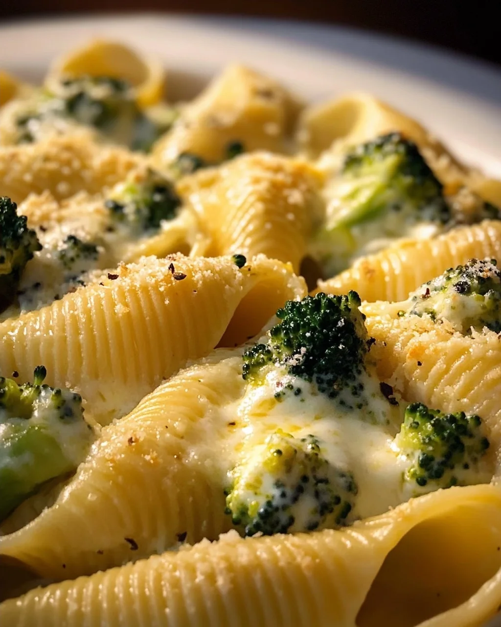 Gefüllte Muschelnudeln mit Brokkoli & Parmesan Alfredo