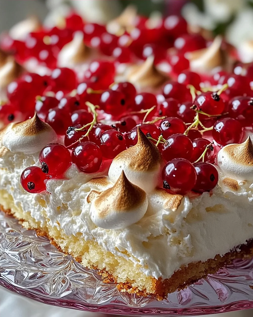 Johannisbeerkuchen mit Baiserhaube