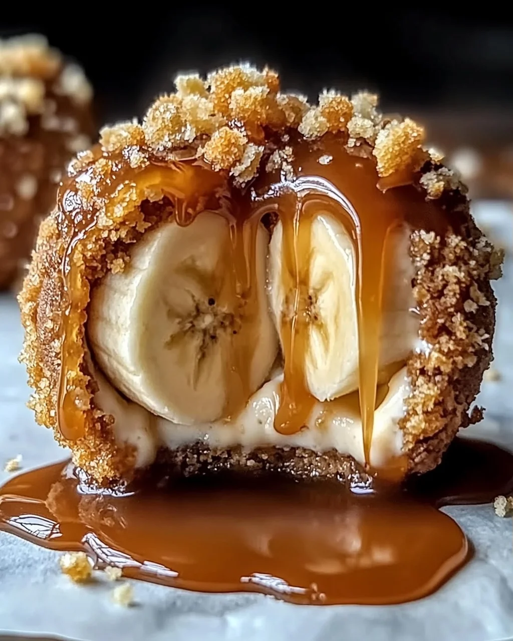Karamell-Bananen-Käsekuchen-Crunch-Bomben ganz leicht