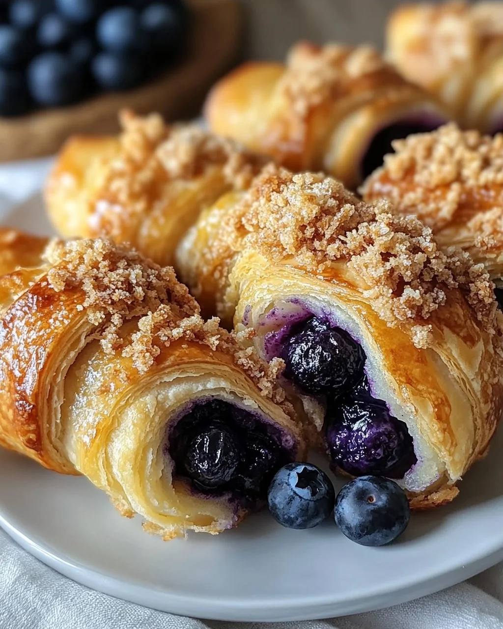 Kartoffelhörnchen mit Blaubeeren & Streuseln