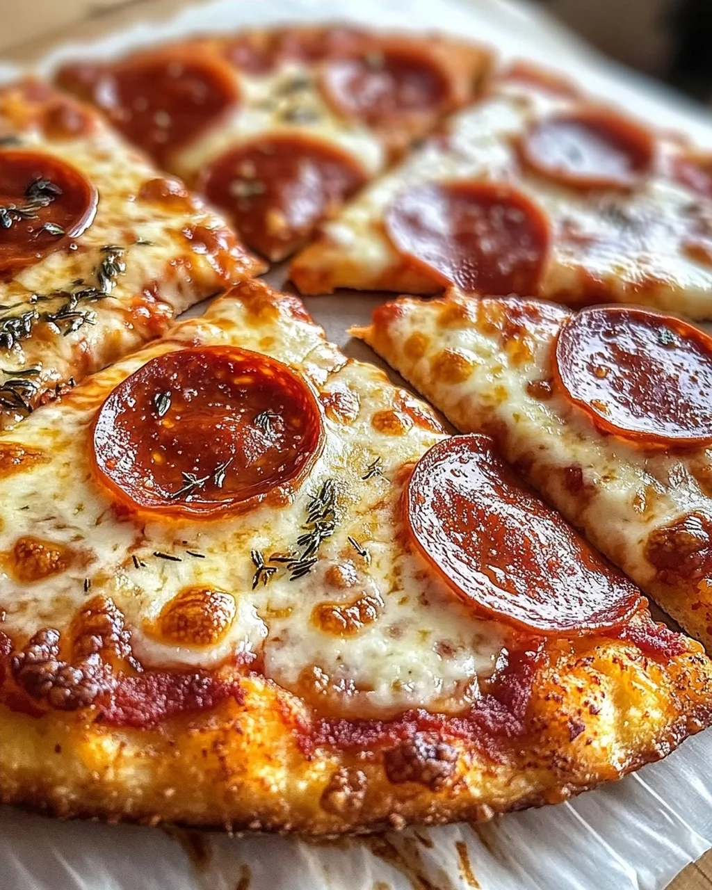 Klassische Heißluftfritteuse Hüttenkäse Pizzaboden