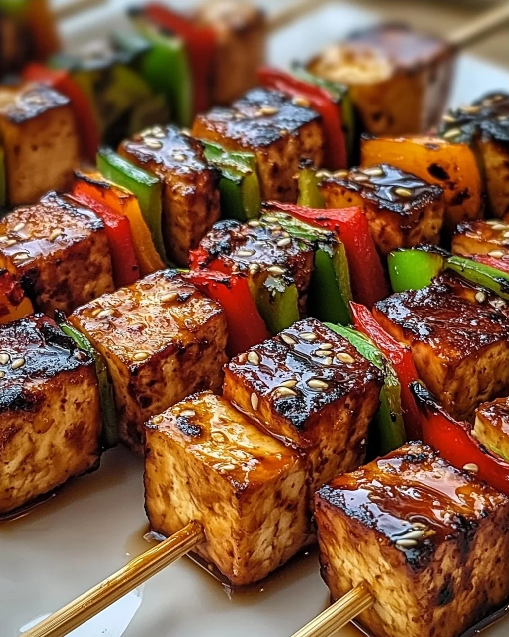 Knoblauch-Soja-Glasierte Tofu-Spieße