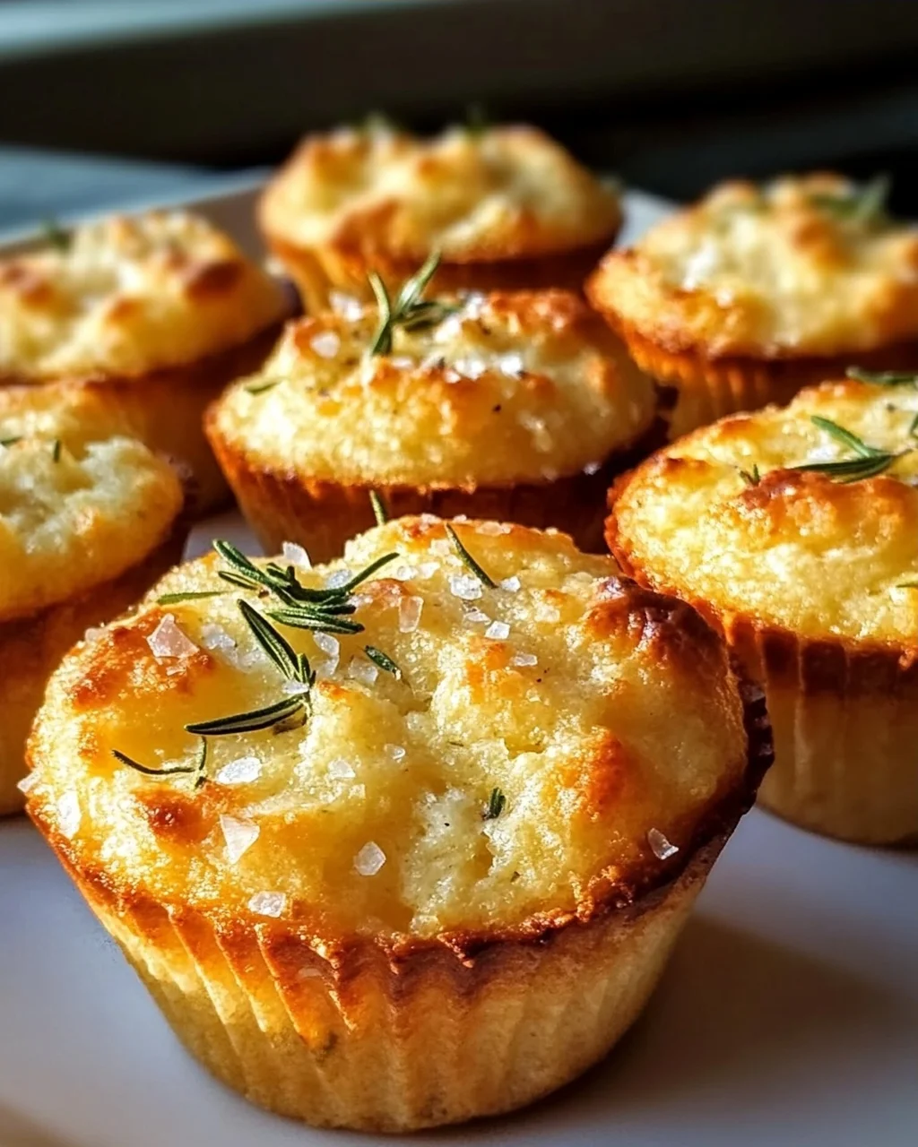Knusprige Goldene Knoblauch-Rosmarin Focaccia Muffins