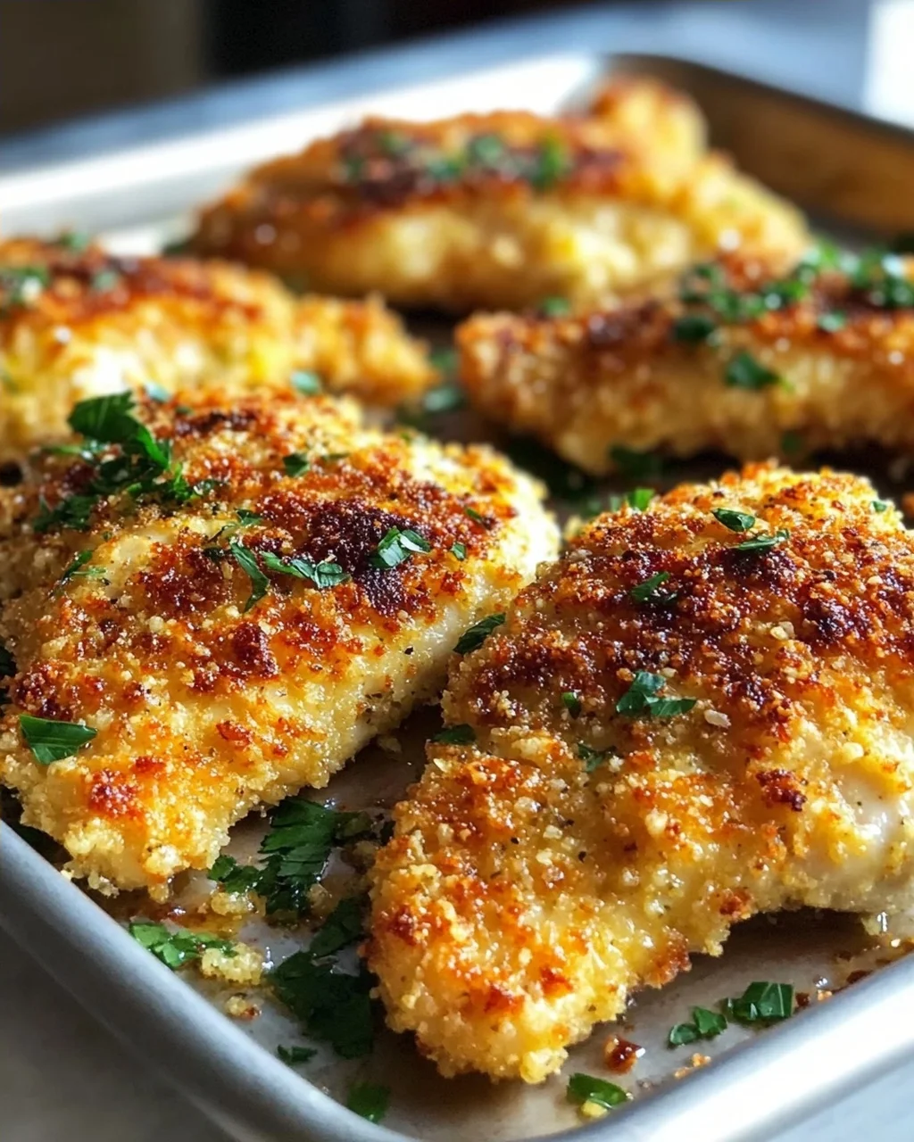 Knuspriges Parmesan-Knoblauch Hähnchen vom Blech Rezept