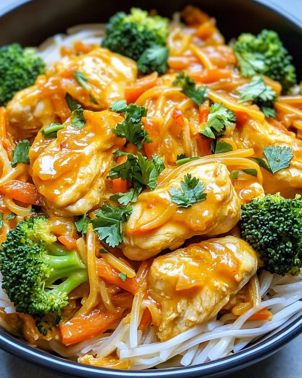 Kokosnuss-Curry-Hühnchen und Reisnudeln leicht gemacht