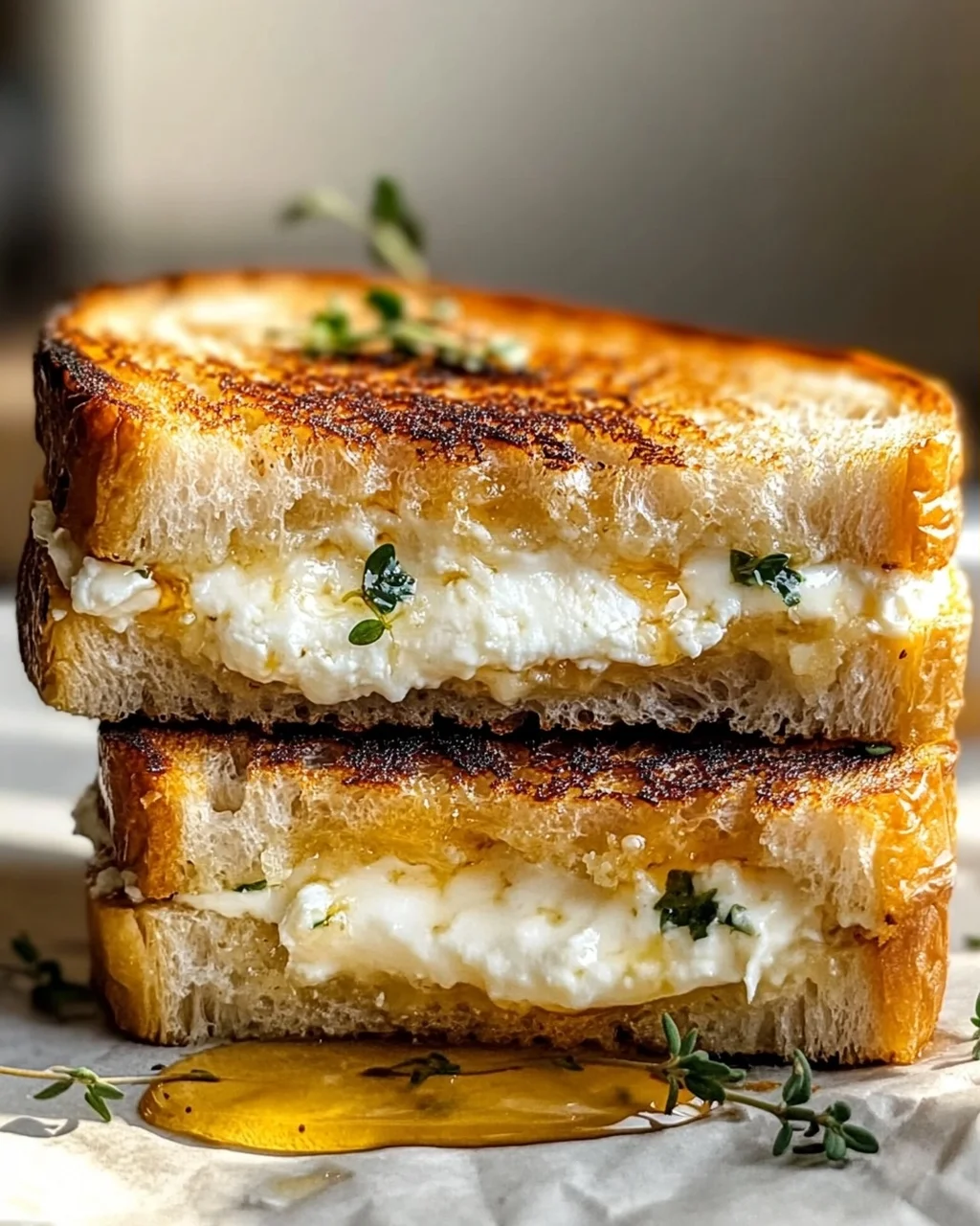 Köstliches Ziegenkäse-Grilled Cheese mit Honig Rezept