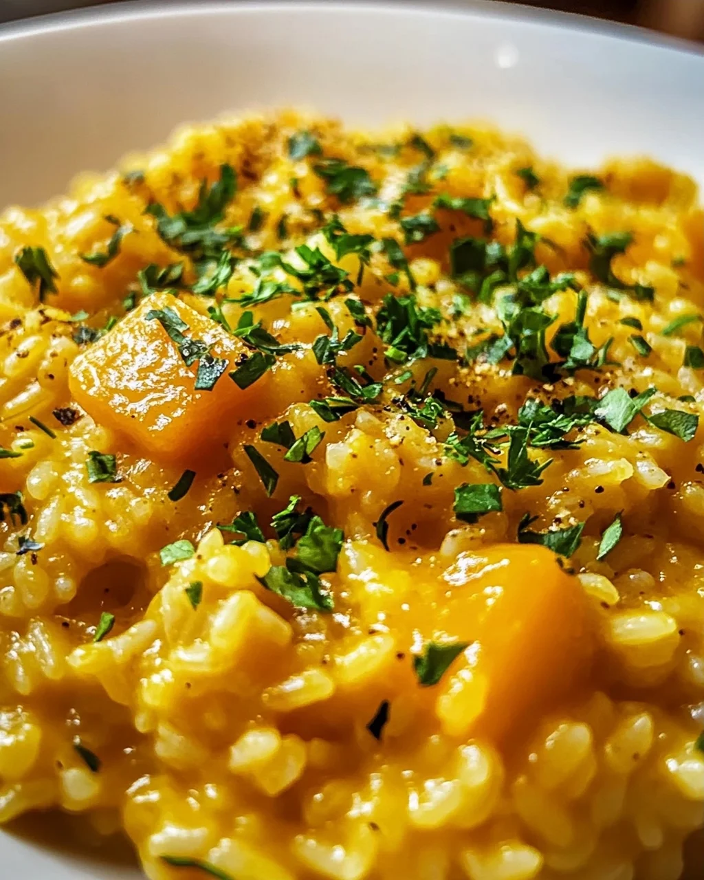 Kürbisrisotto mit Hokkaido und frischen Kräutern genießen