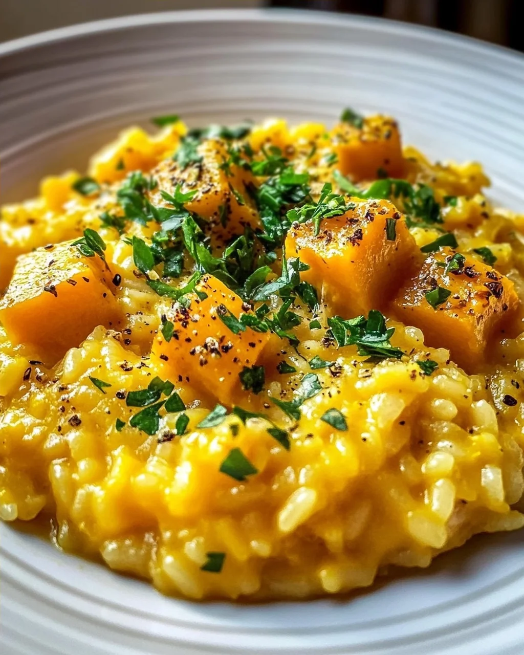 Kürbisrisotto mit Hokkaido und frischen Kräutern genießen