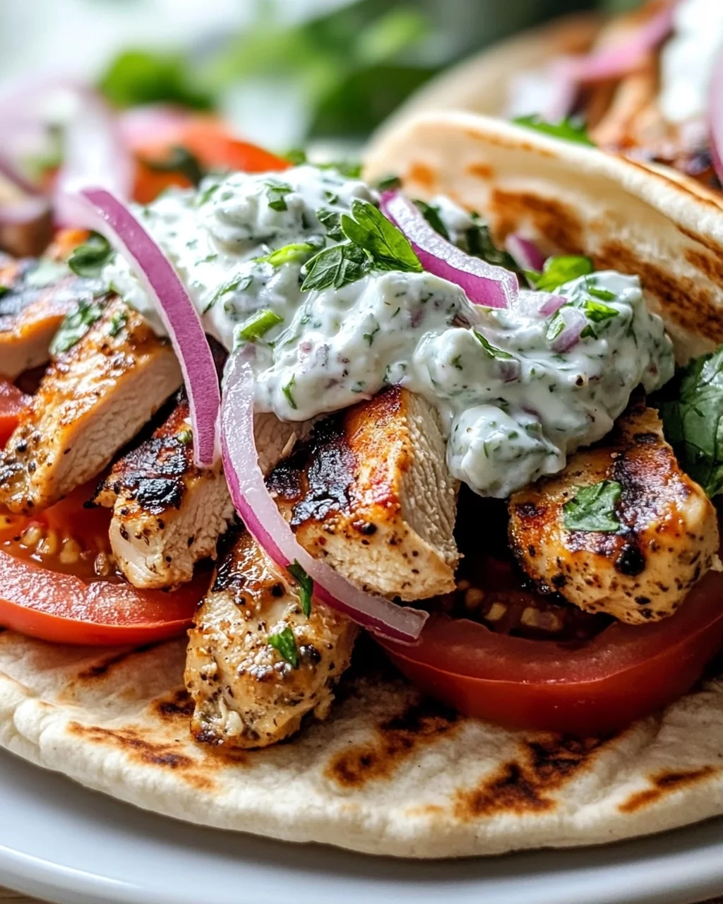 Mediterranes Hähnchen-Gyros mit cremigem Feta-Tzatziki