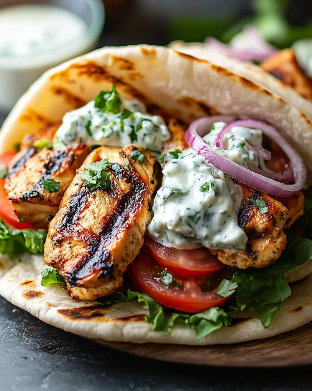 Mediterranes Hähnchen-Gyros mit cremigem Feta-Tzatziki