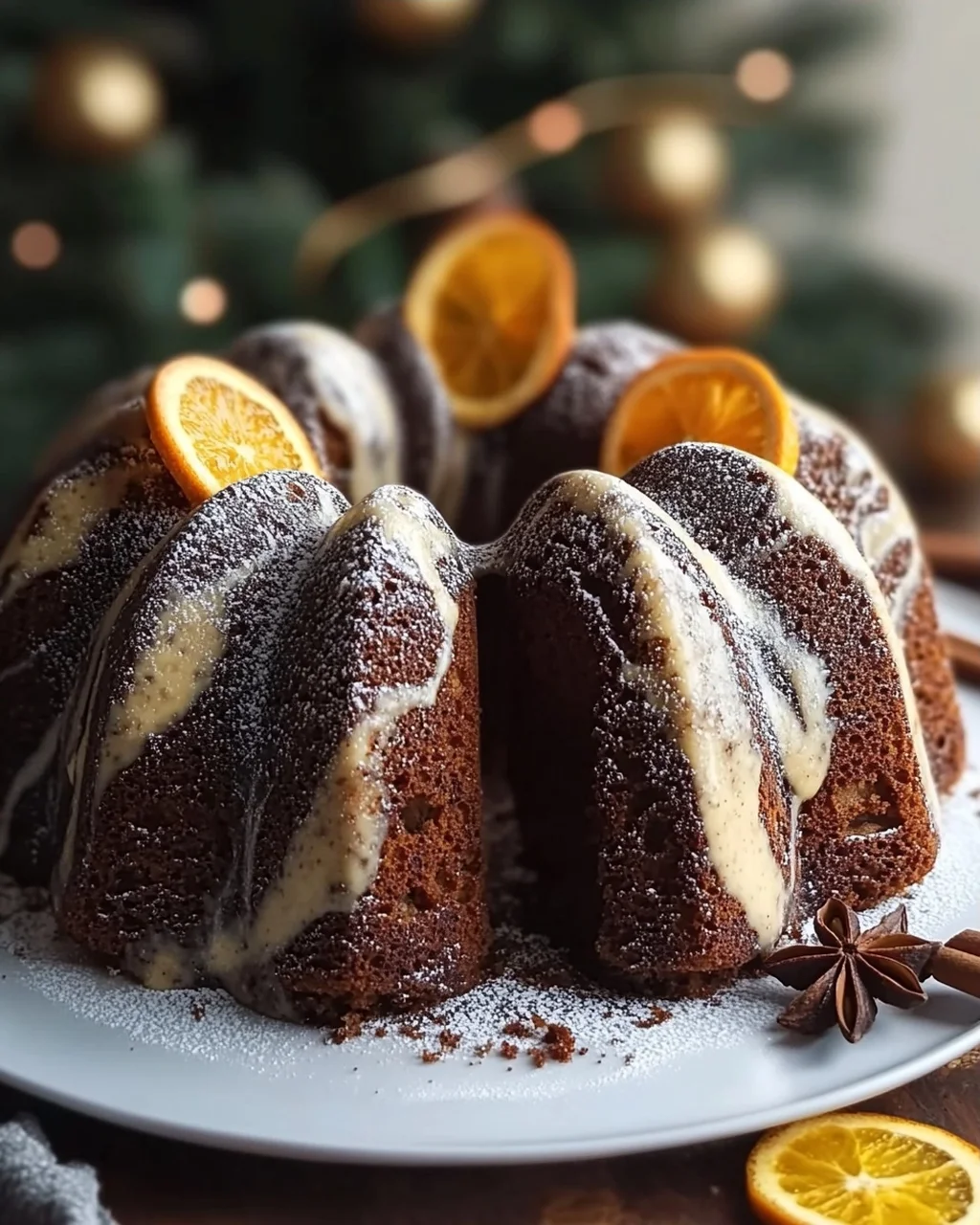 Mein Winter Weihnachtskuchen Marmor Lebkuchen Gugelhupf