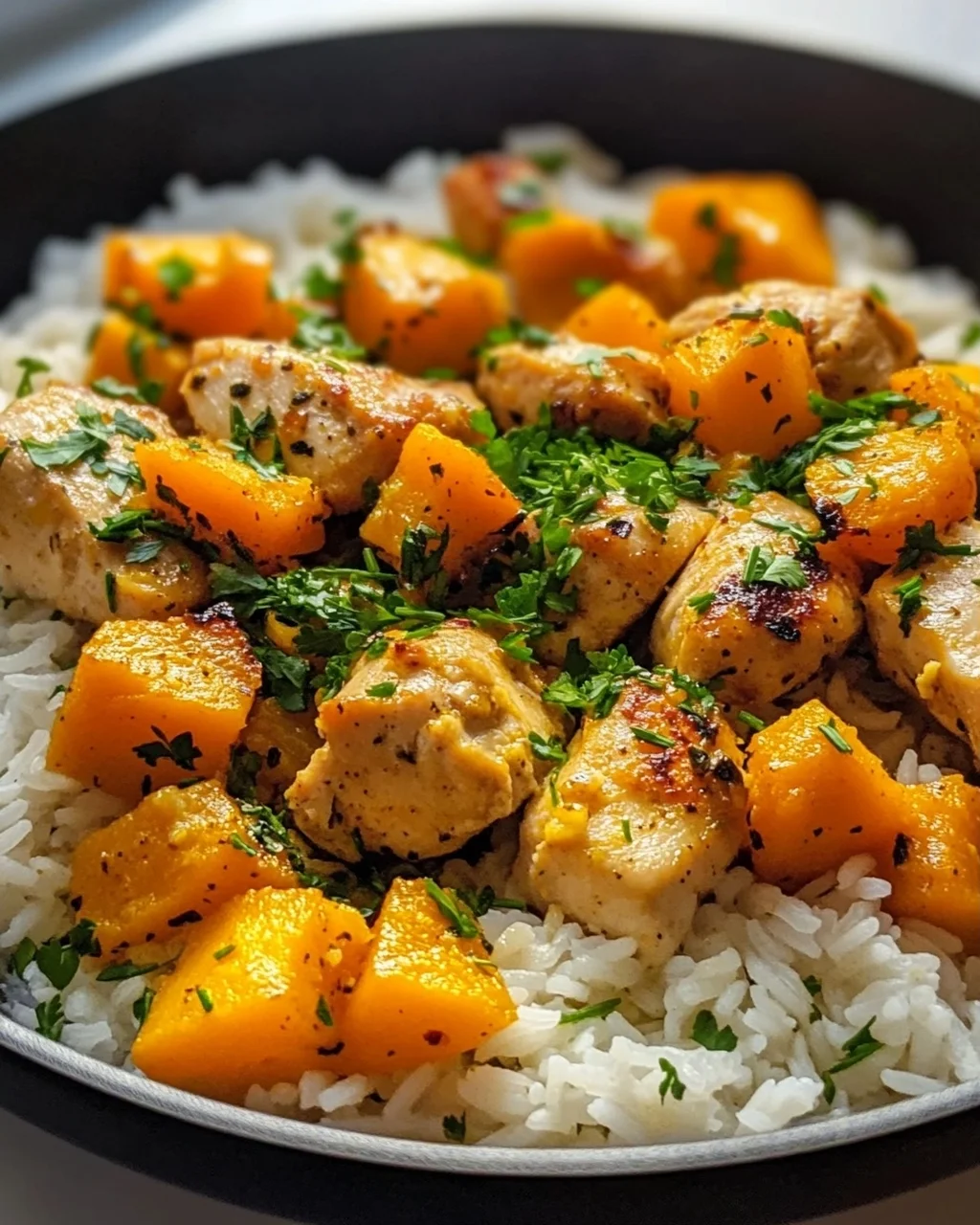Mini Kürbis Hähnchen Pfanne mit Reis – Ideal für Meal Prep!