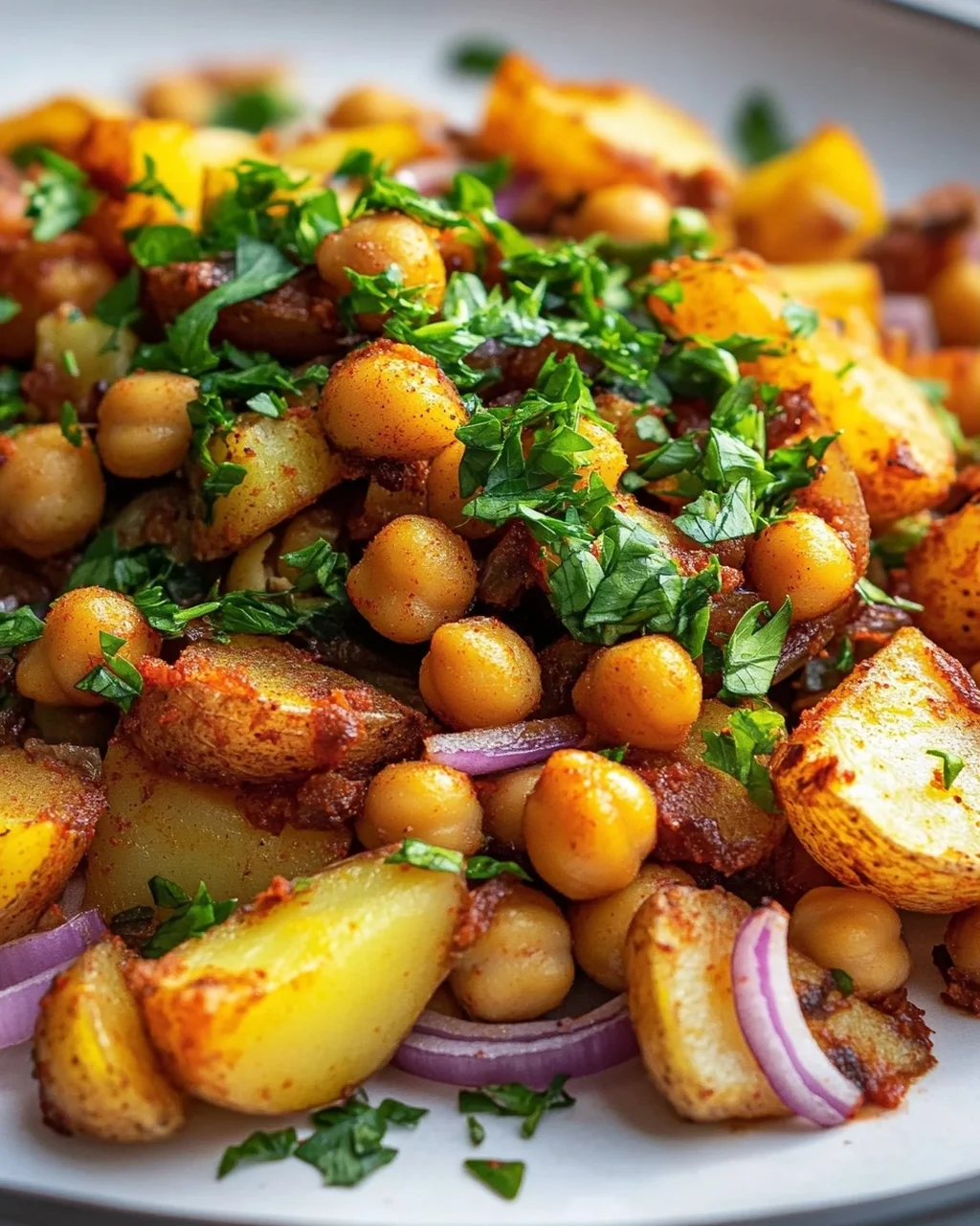 Rauchiger Paprika-Kichererbsen-Kartoffel-Hash – Lecker & Vegan