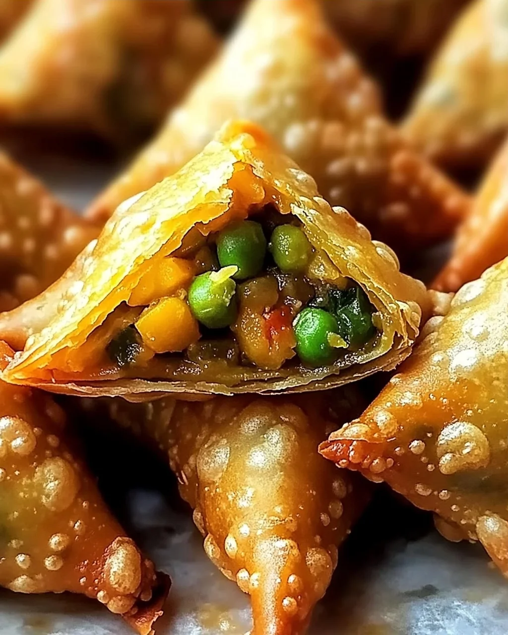 Reis-Papier-Samosas mit würziger Gemüsefüllung