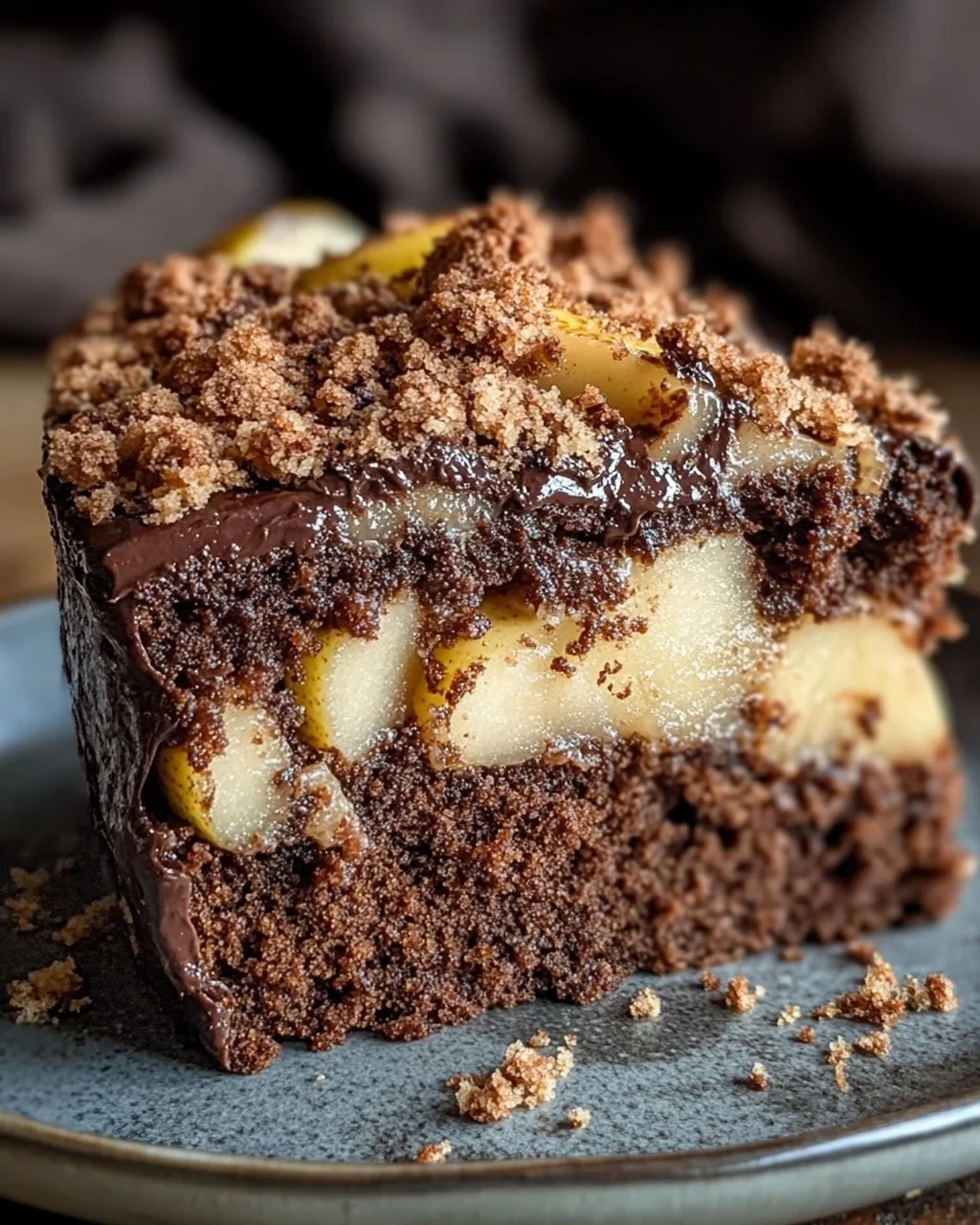 Saftiger Schokoladen-Birnenkuchen mit Schoko-Streuseln