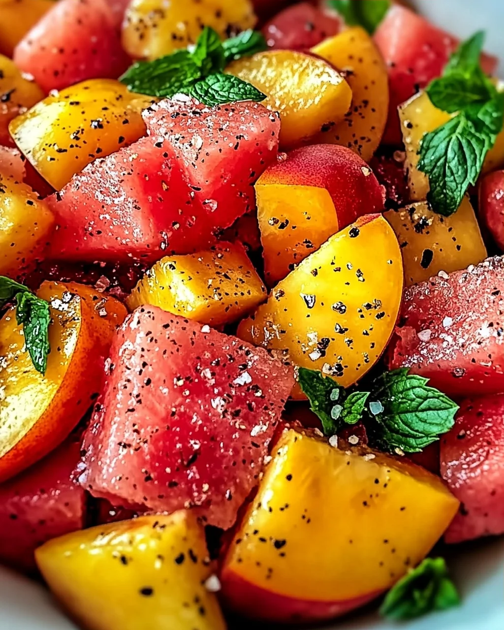 Sommerpfirsich-Wassermelonen-Salat für heiße Tage