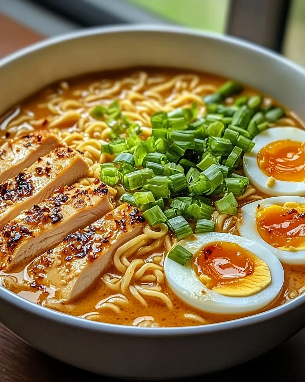 Spicy Chicken Ramen with Creamy Garlic Sauce