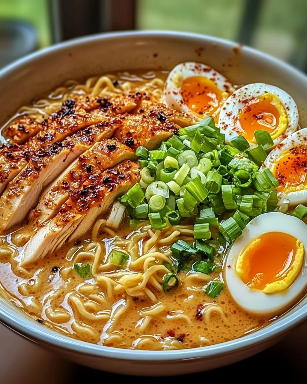 Spicy Chicken Ramen with Creamy Garlic Sauce