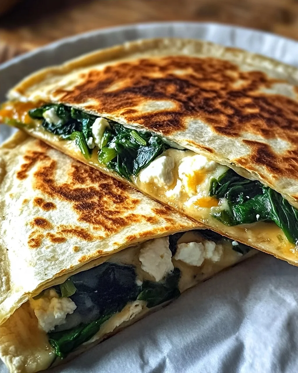 Spinat und Feta Quesadillas in 20 Minuten