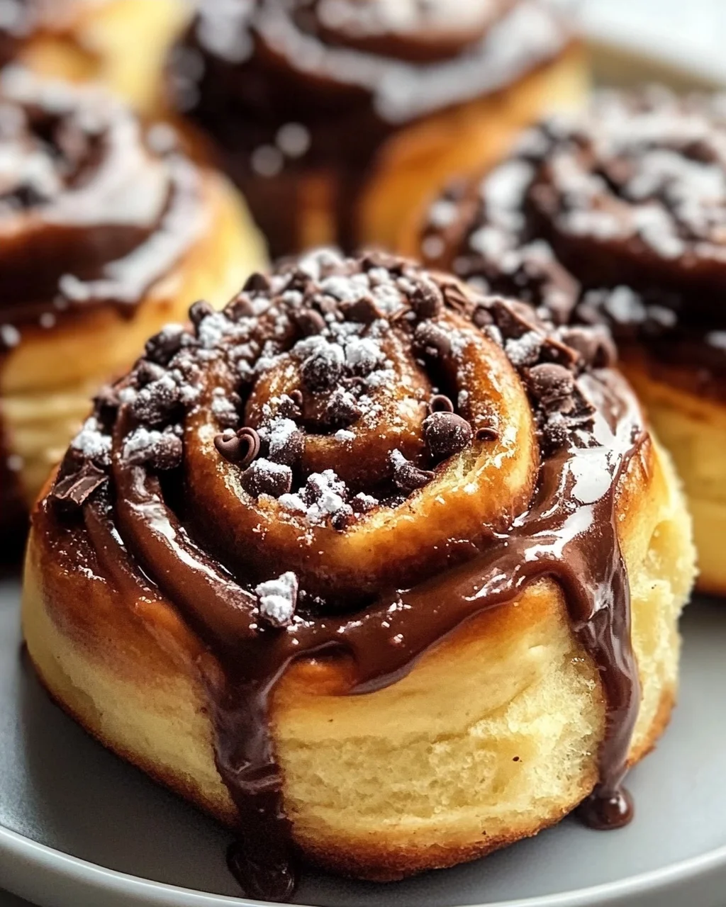 Unwiderstehliche Schoko-Zimtschnecken mit cremiger Fudge-Glasur