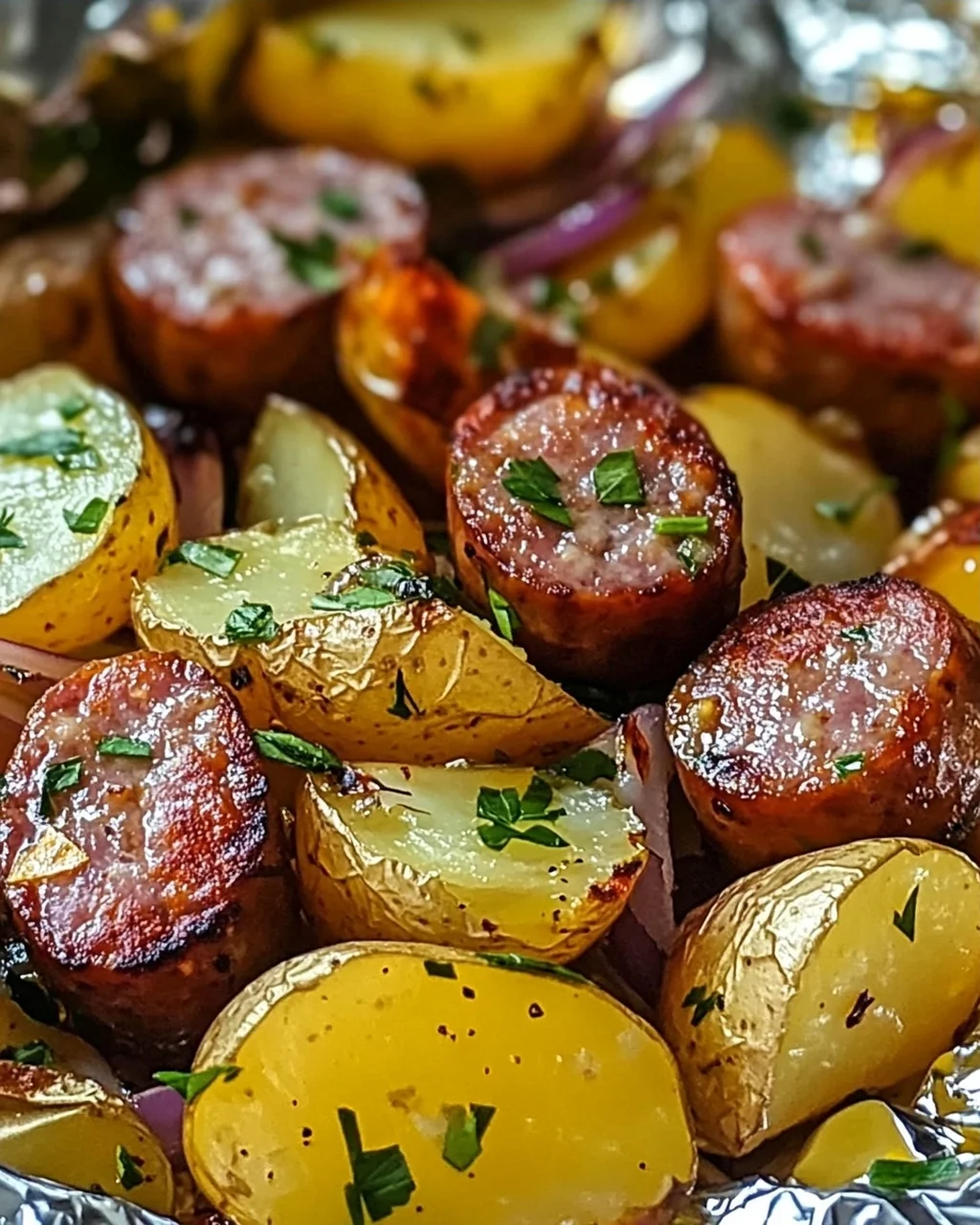 Wurst & Kartoffel Folienpaket schnell und lecker