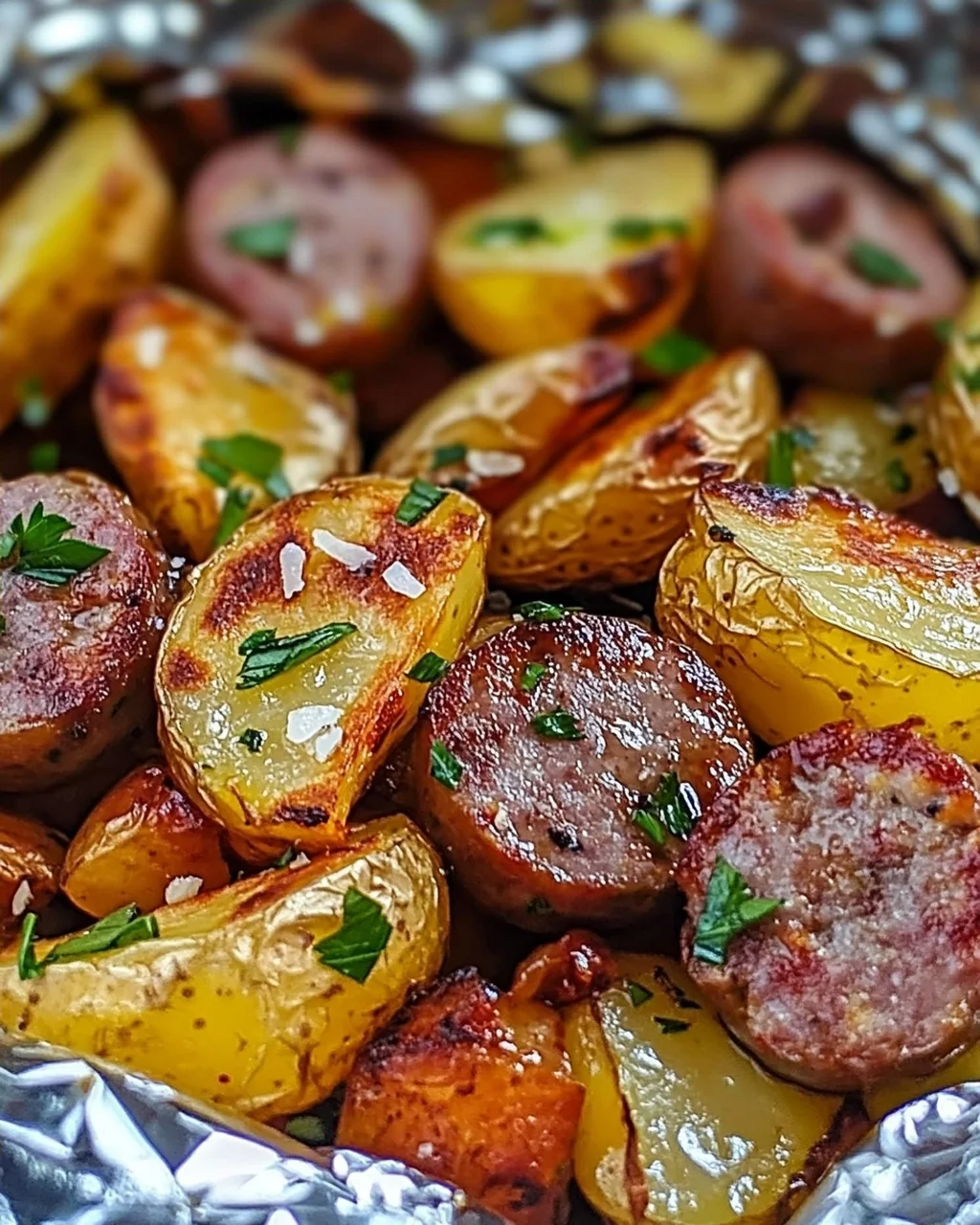 Wurst & Kartoffel Folienpaket schnell und lecker