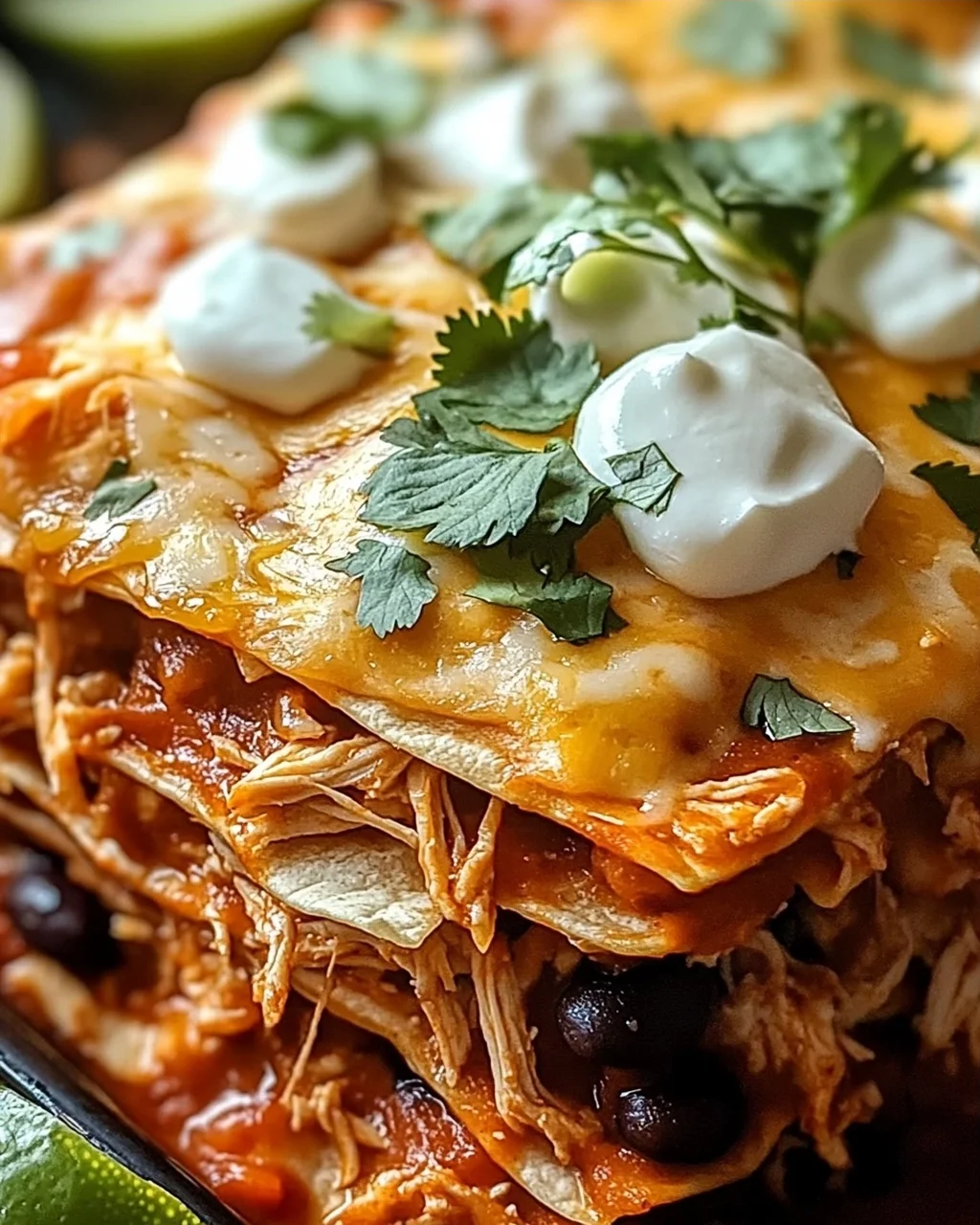 Zerrissenes Hühnchen Enchilada Auflauf für Ihre Familie