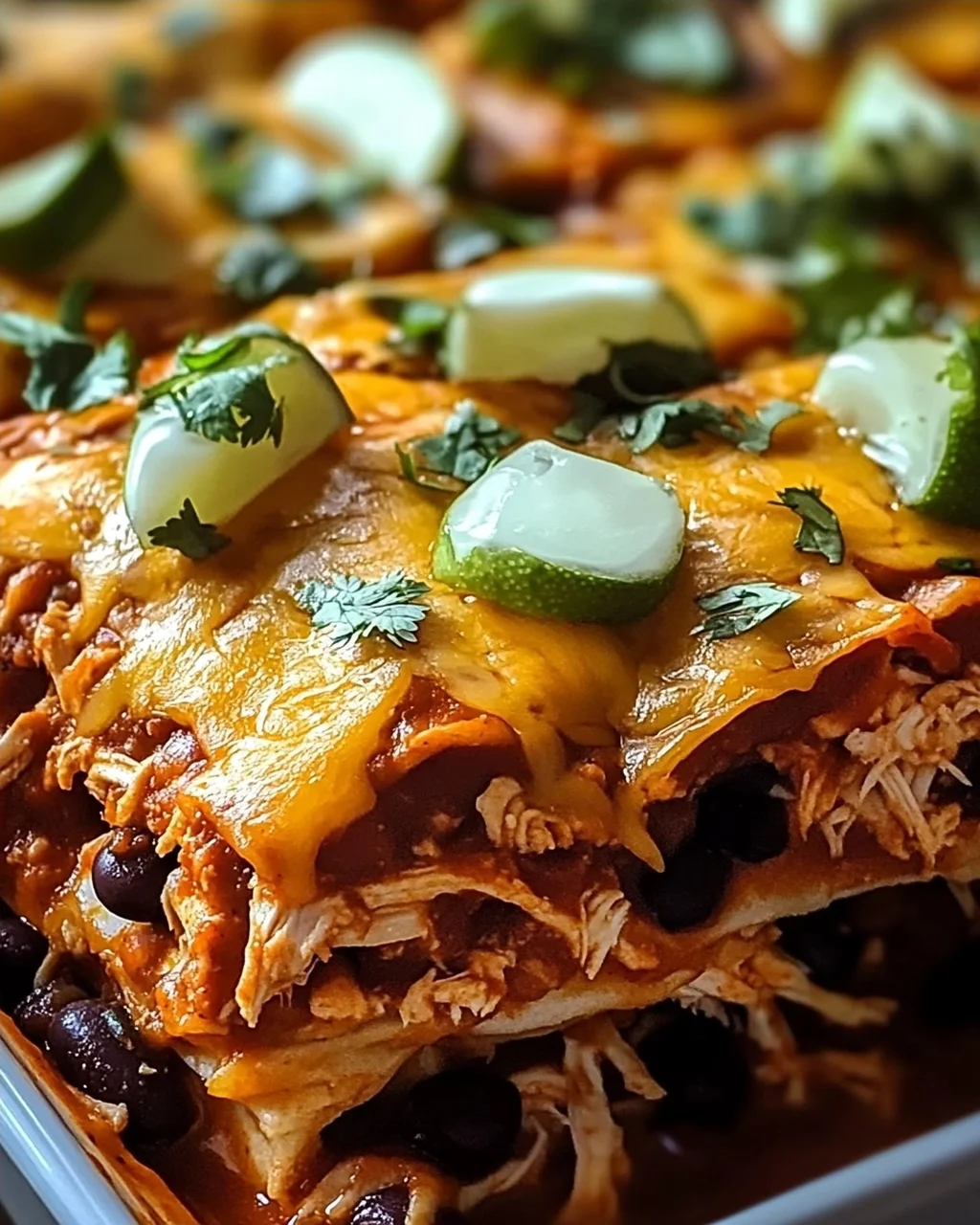 Zerrissenes Hühnchen Enchilada Auflauf für Ihre Familie