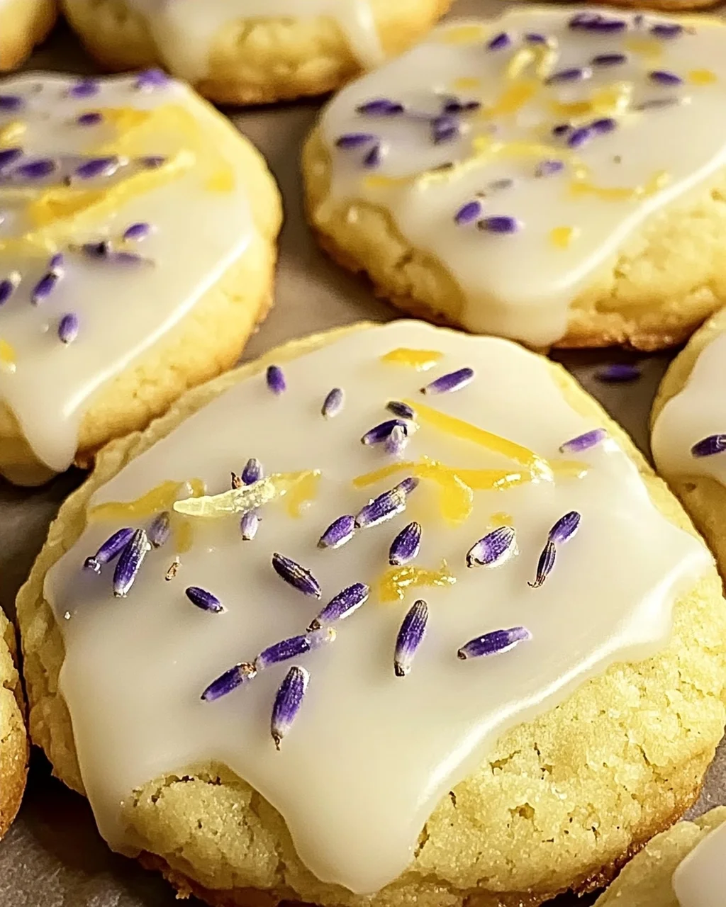 Zitronenlavendelplätzchen mit süßem Guss