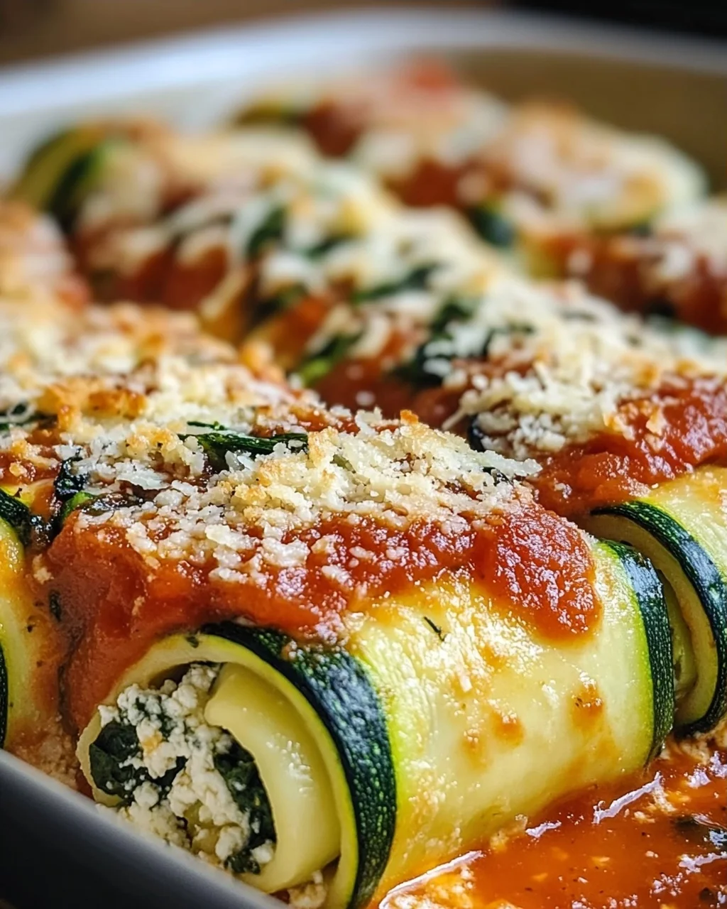 Zucchini-Cannelloni mit Ricotta-Spinat-Füllung