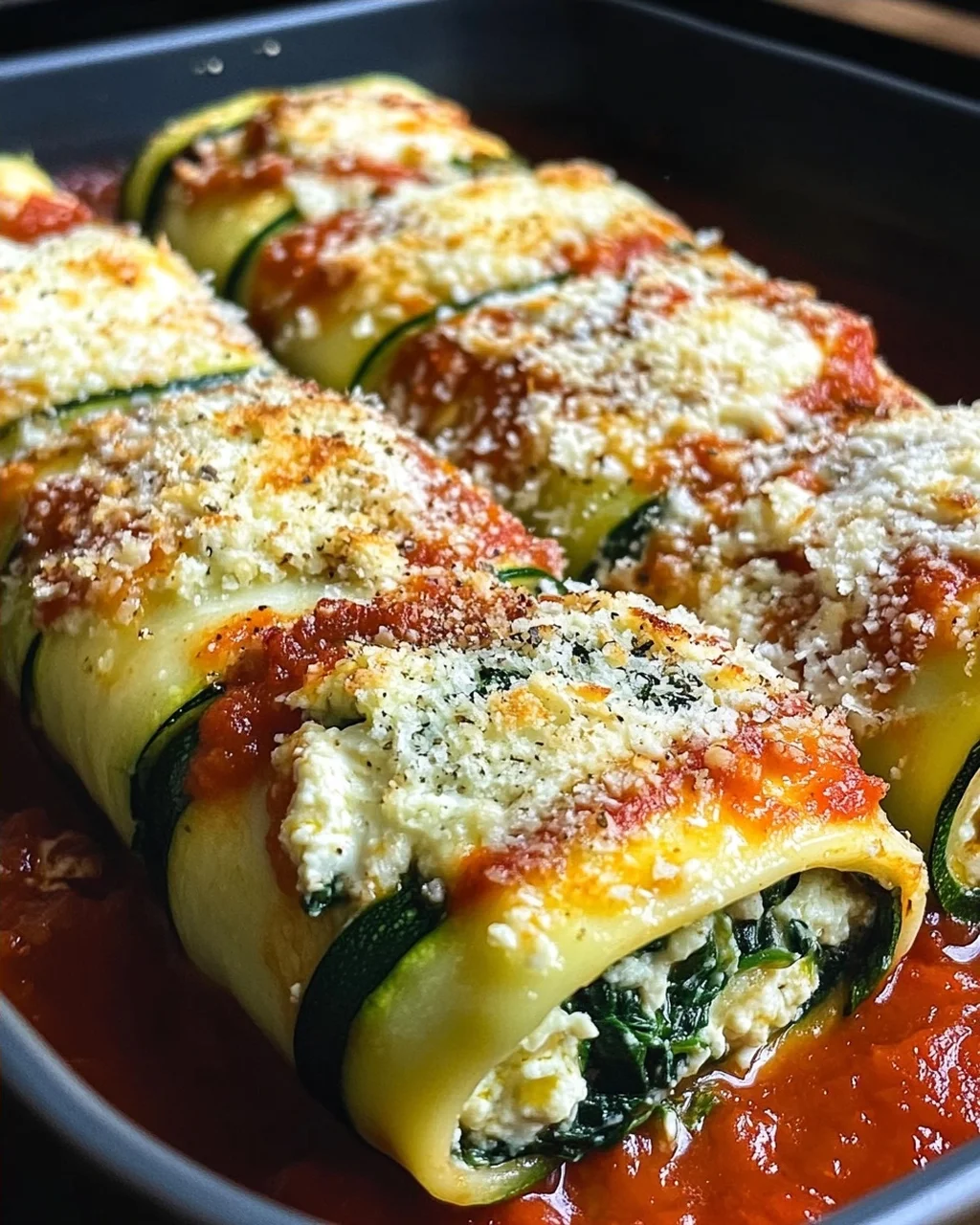 Zucchini-Cannelloni mit Ricotta-Spinat-Füllung